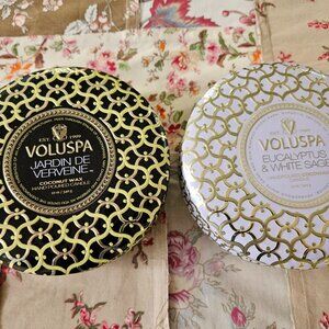 Pair of LARGE 3-wick Voluspa Coconut Wax Candle Tins - BRAND NEW!!!!  BARGAIN
